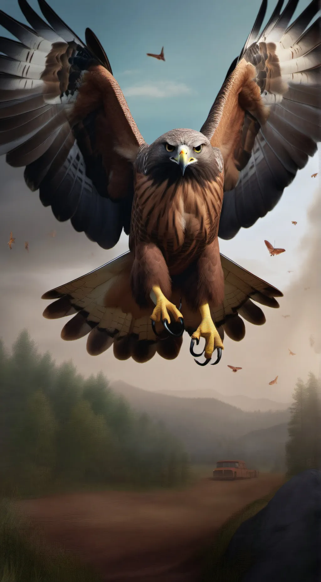 ai character: scary hawk background