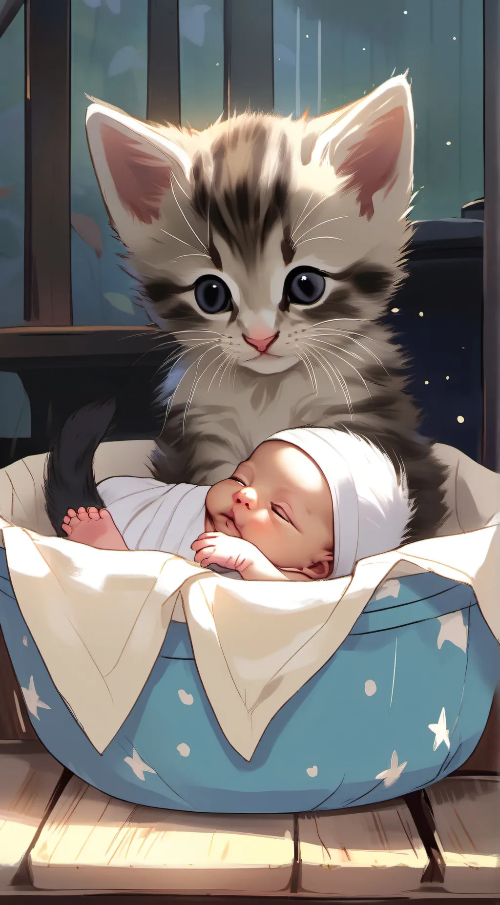 ai character: Newborn kitten background