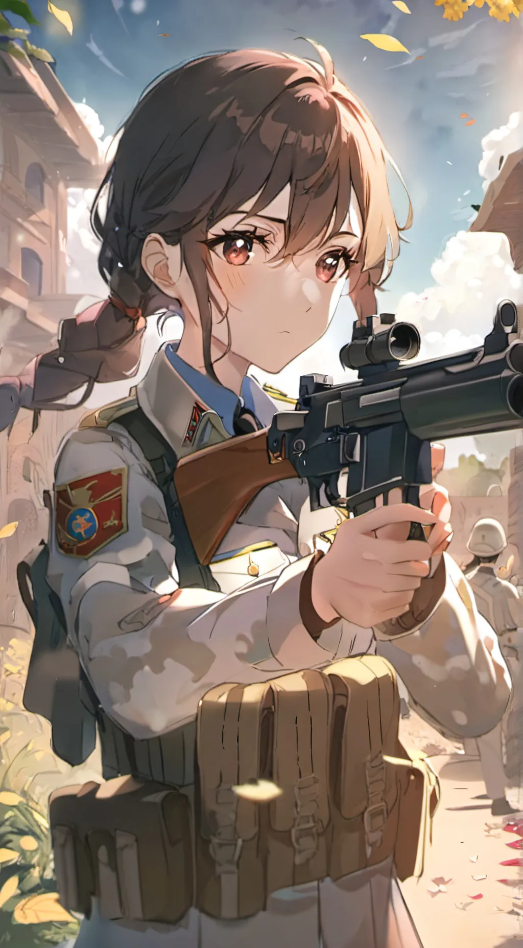 ai character: Female soldier  background