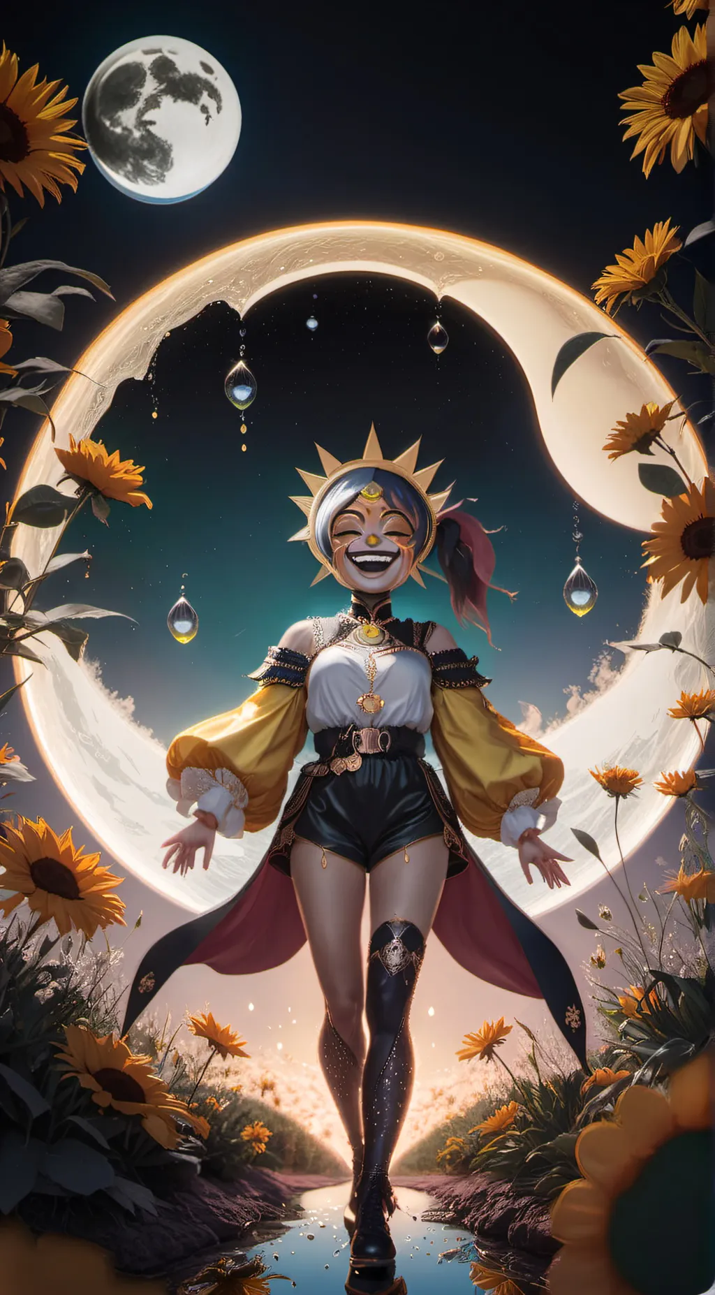 ai character: Sun and moon background