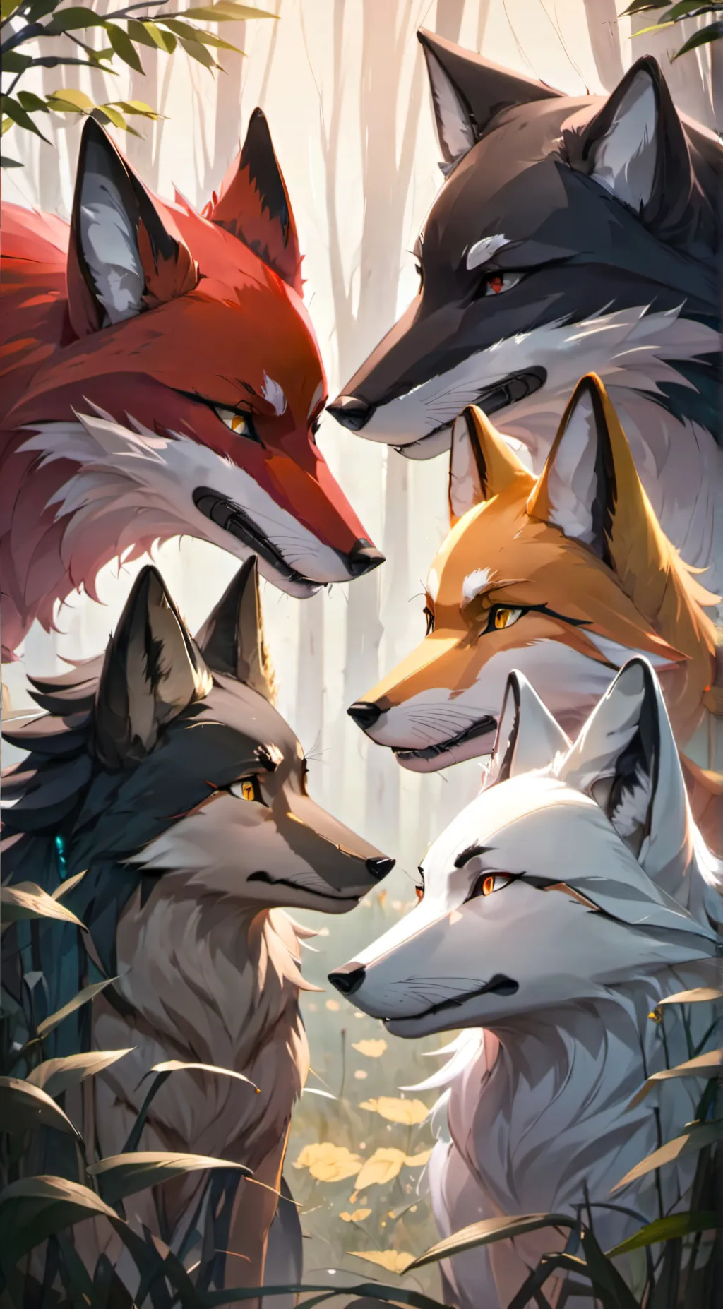 ai character: wild fox pack background