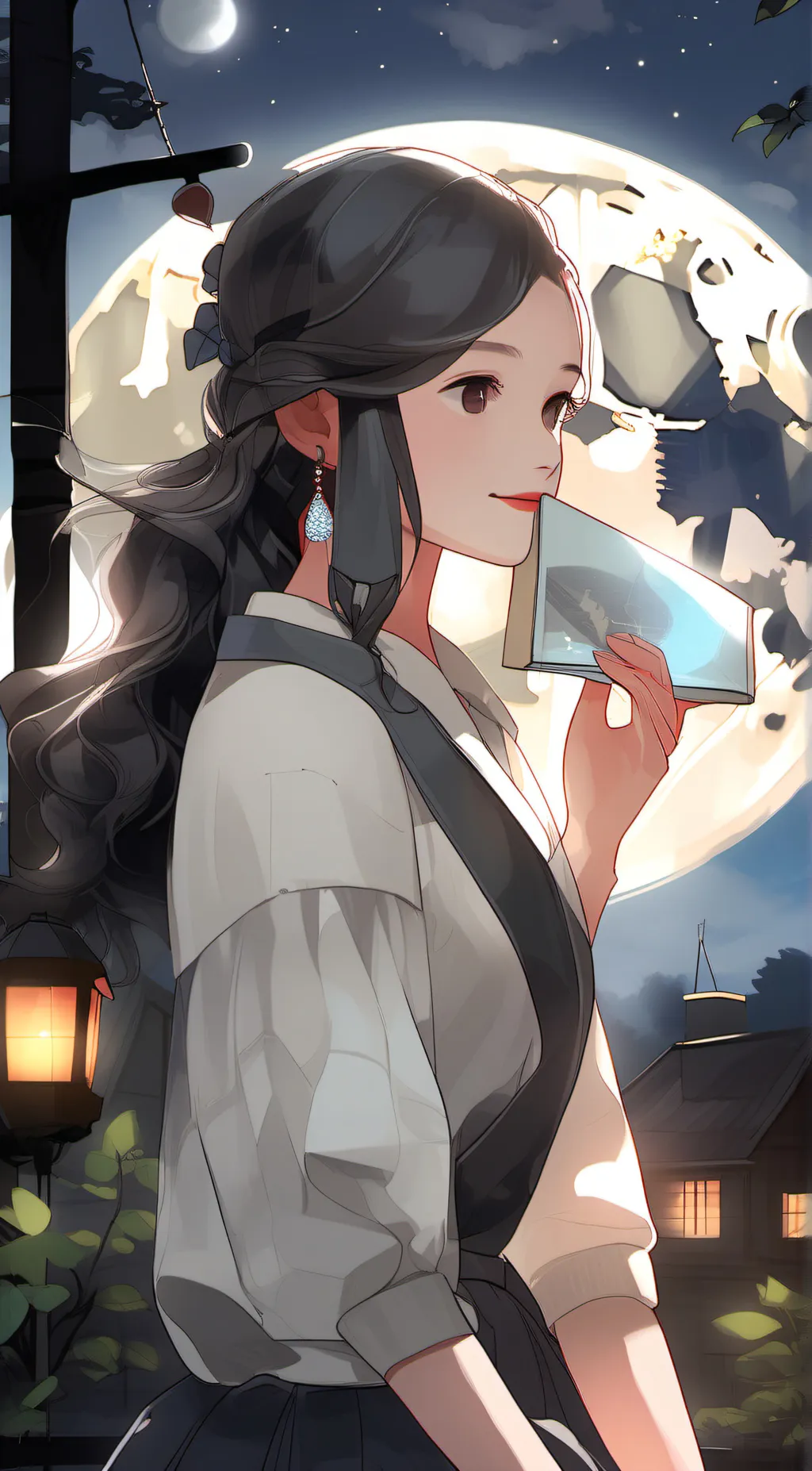 ai character: moonlight background