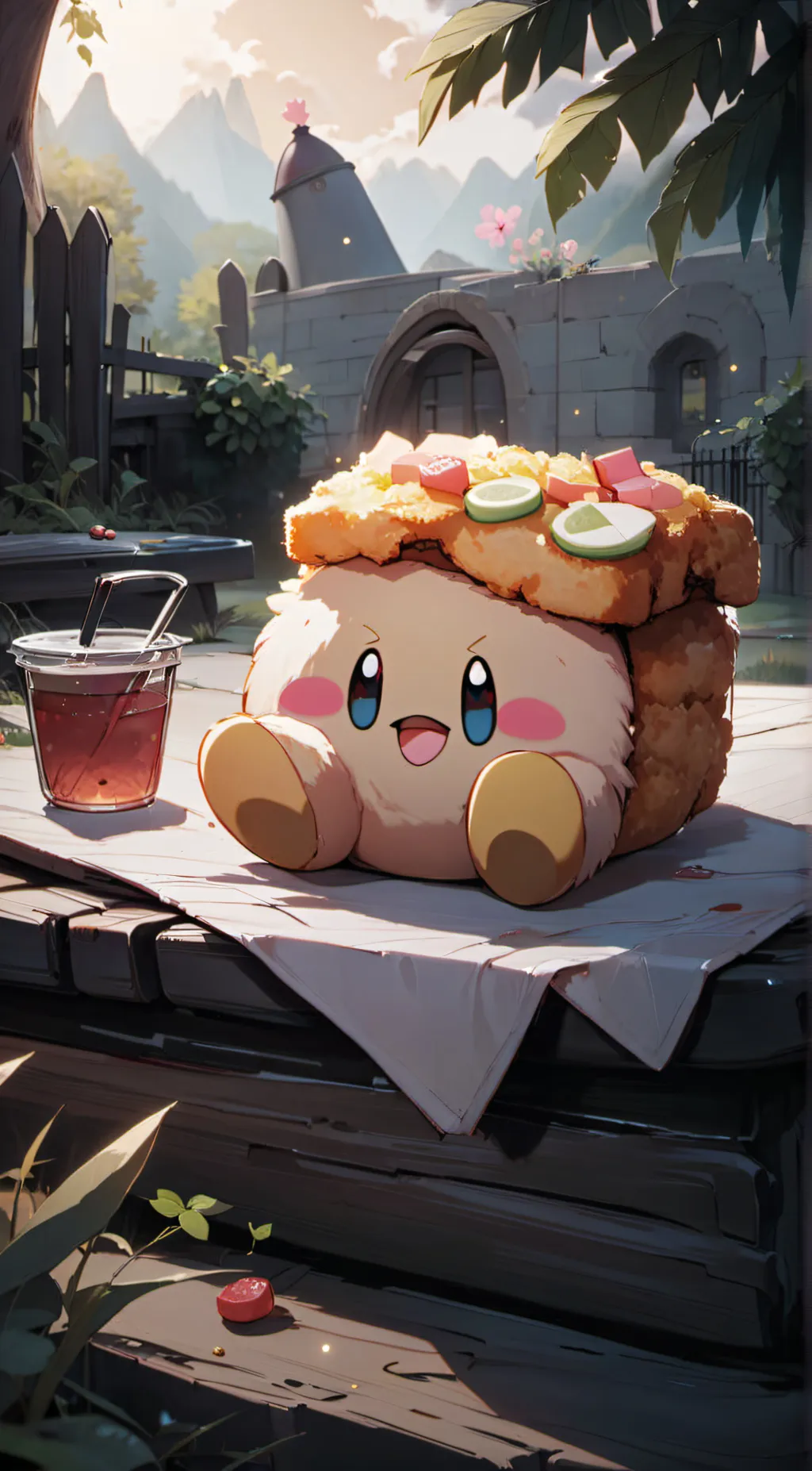 ai character: KIRBY NUGGET background