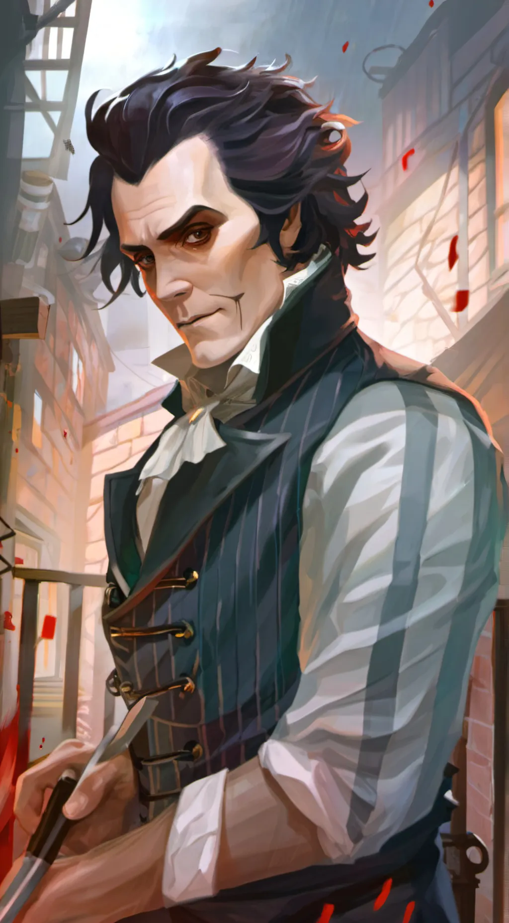 ai character: Sweeney Todd background