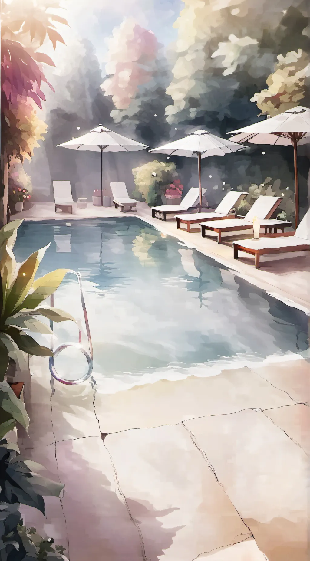 ai character: MHA pool party  background