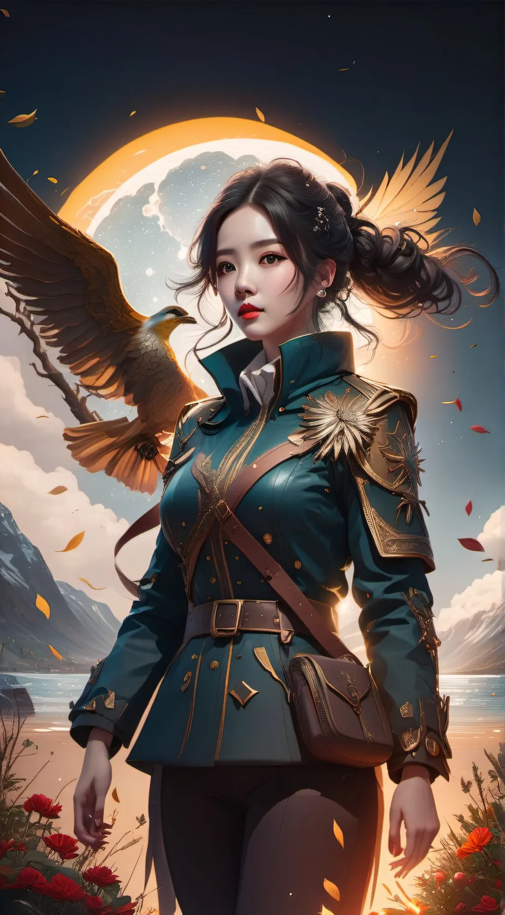 ai character: daisy and bird background