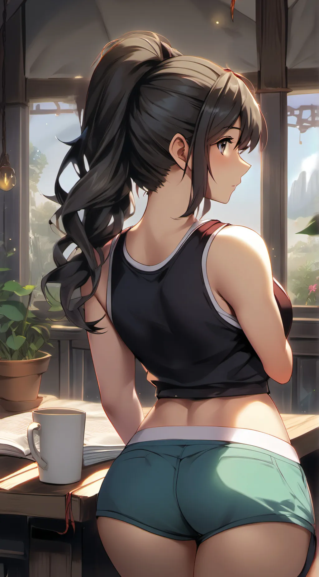 ai character: becca pizza place background