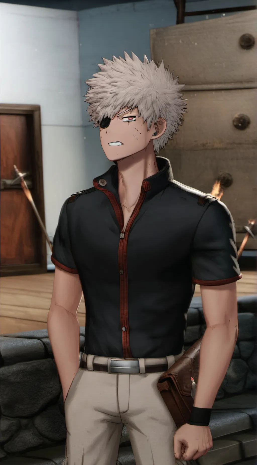 ai character: sad Bakugo  background