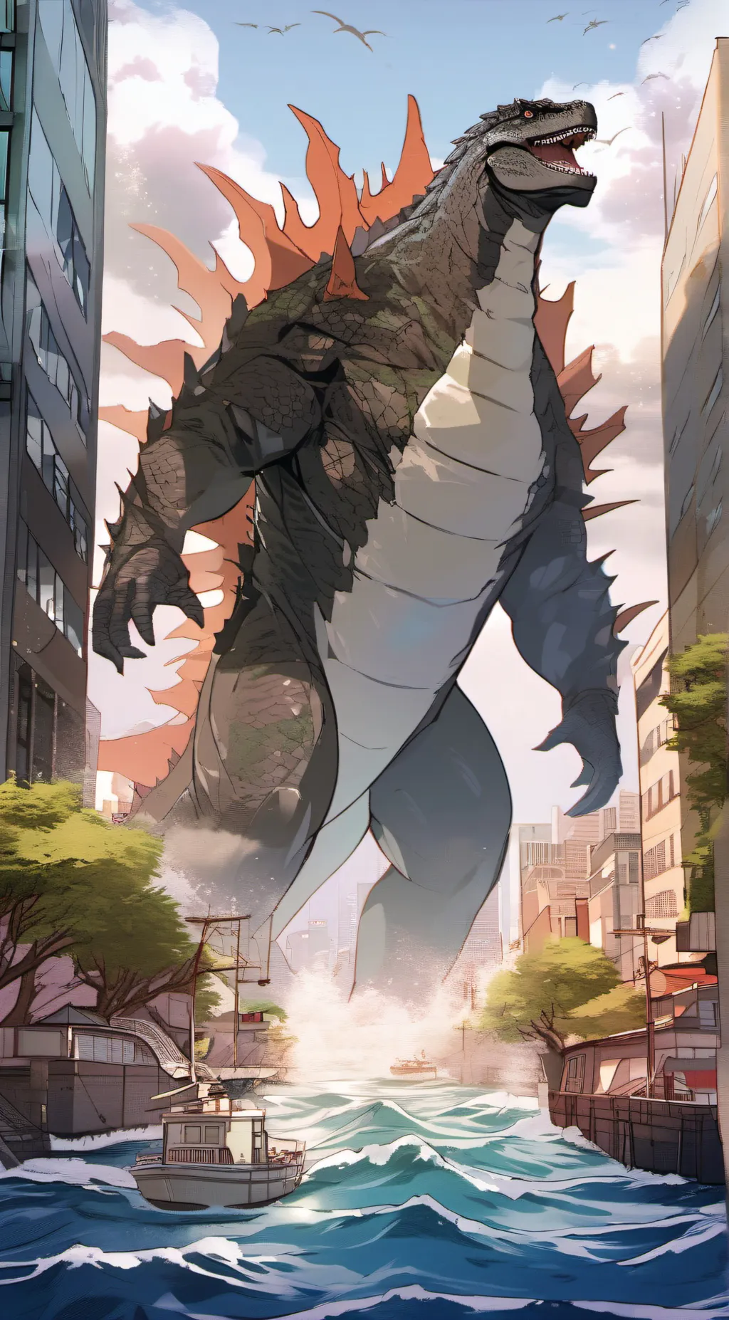ai character: GODZILLA R.O.T. background