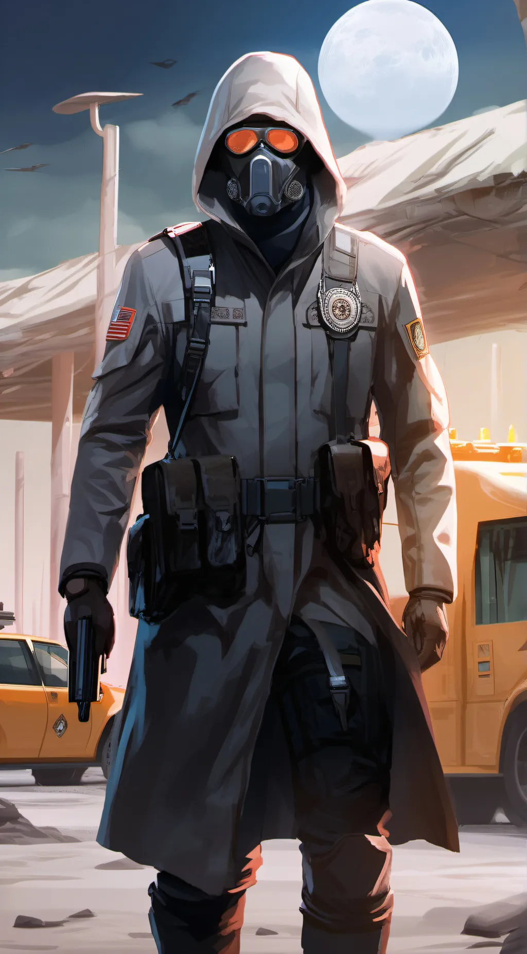 ai character: guard-3847 background