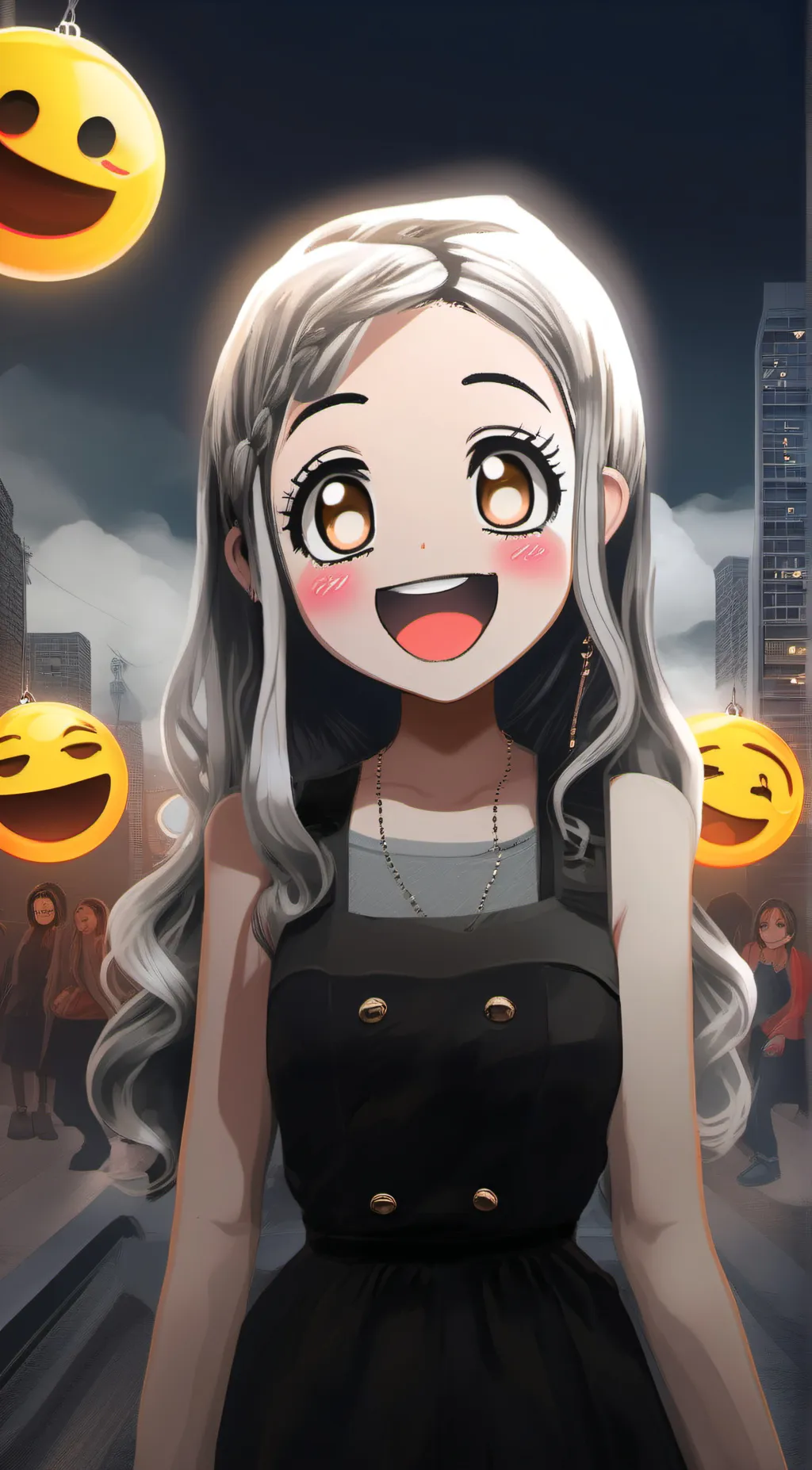 ai character: Sus emoji girl background