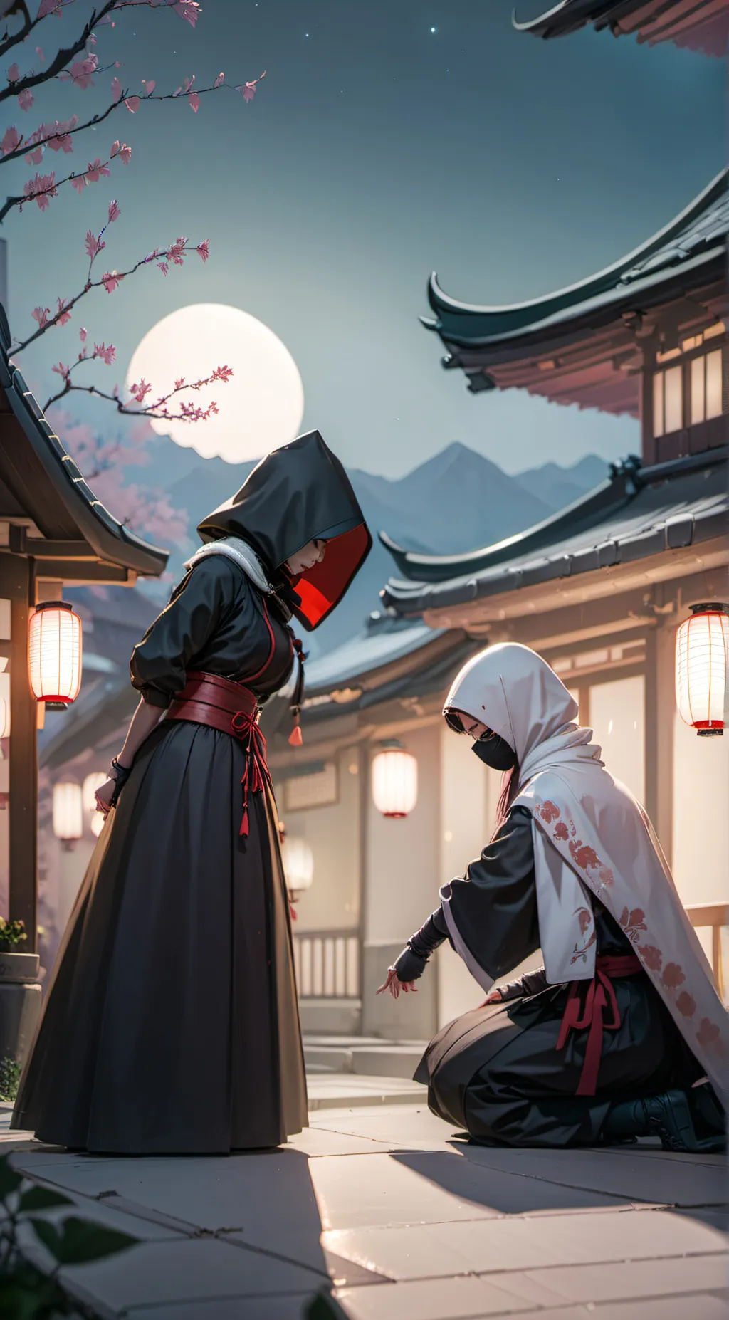 ai character: shadow  and snow background