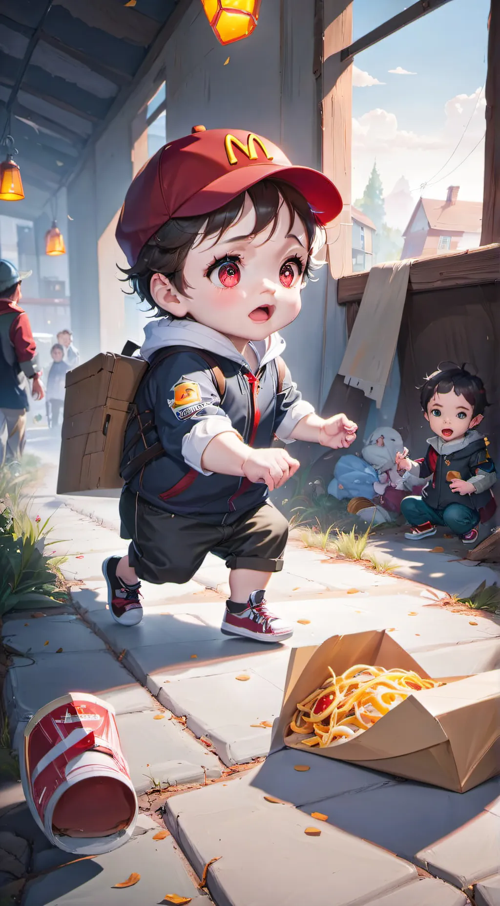 ai character: babt with McDonald background