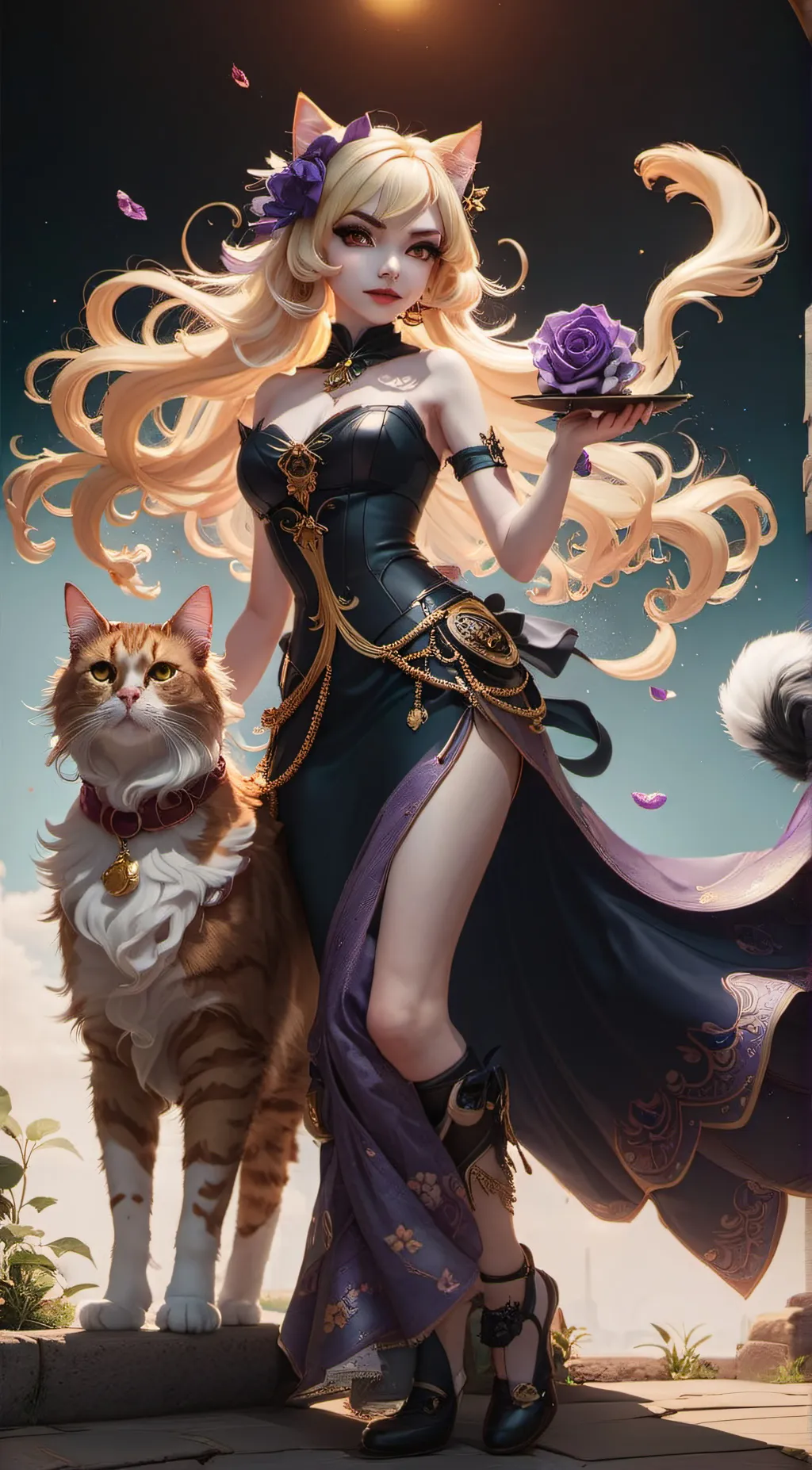 ai character: Violet background