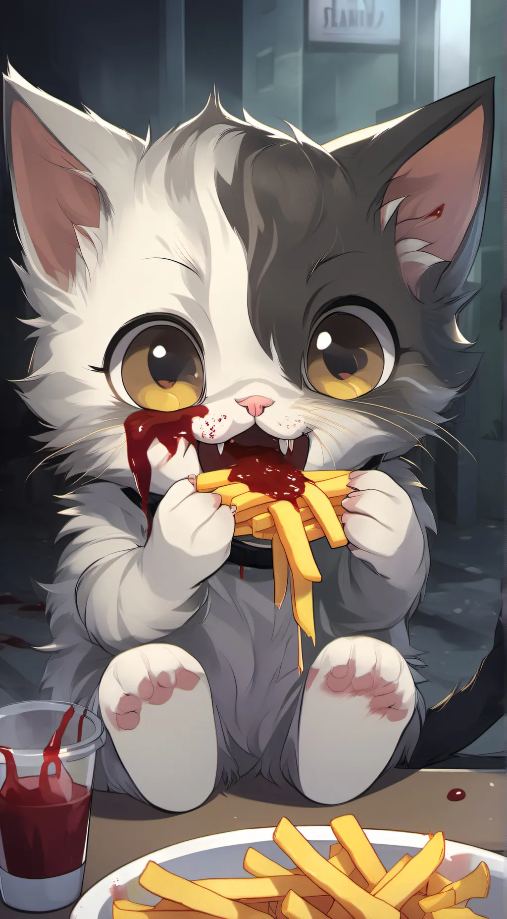 ai character: kitten  background