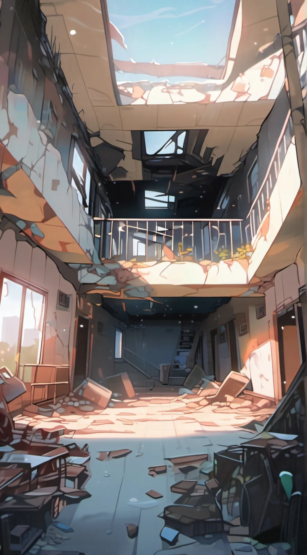 ai character: Abandoned Building background