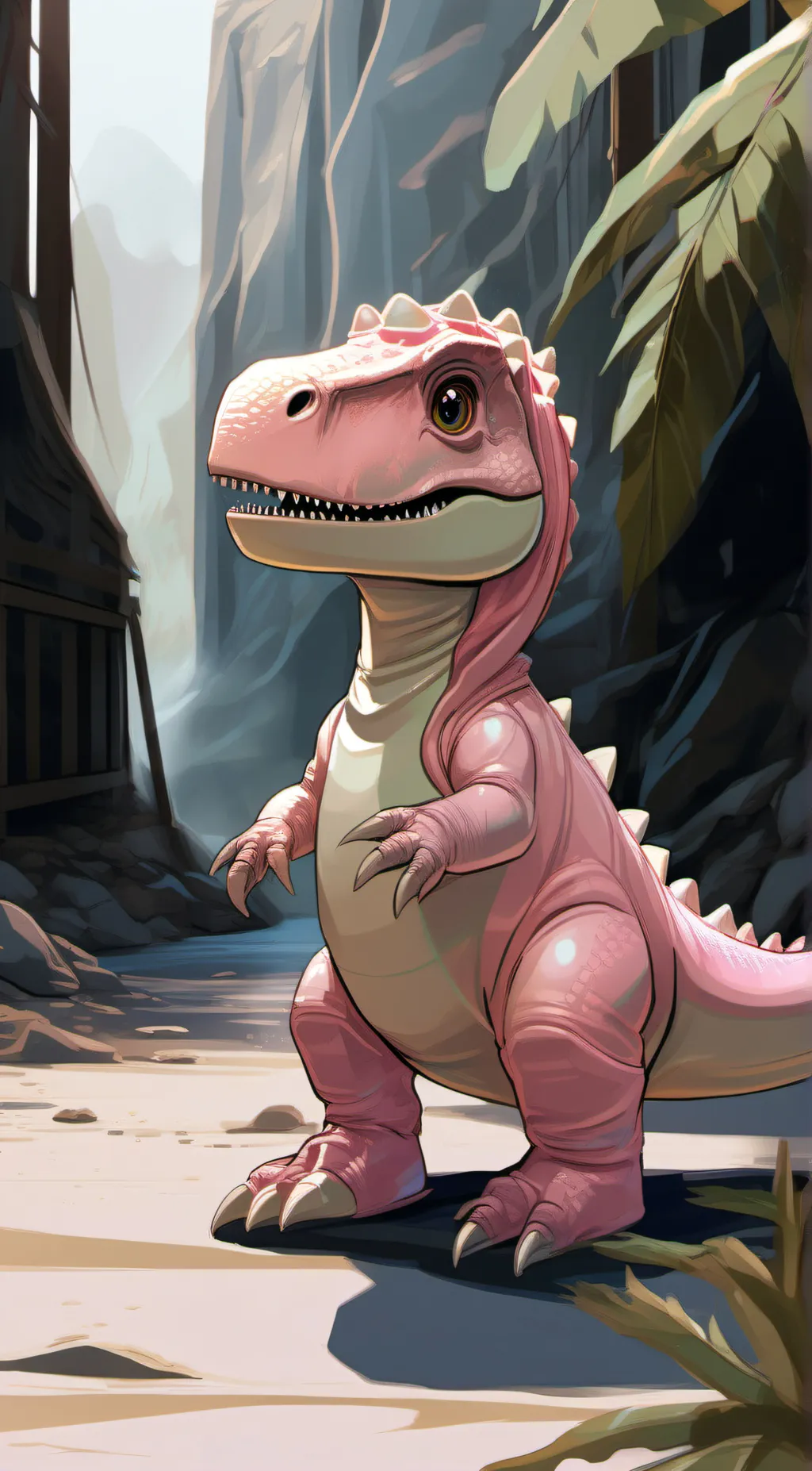 ai character: pink t background