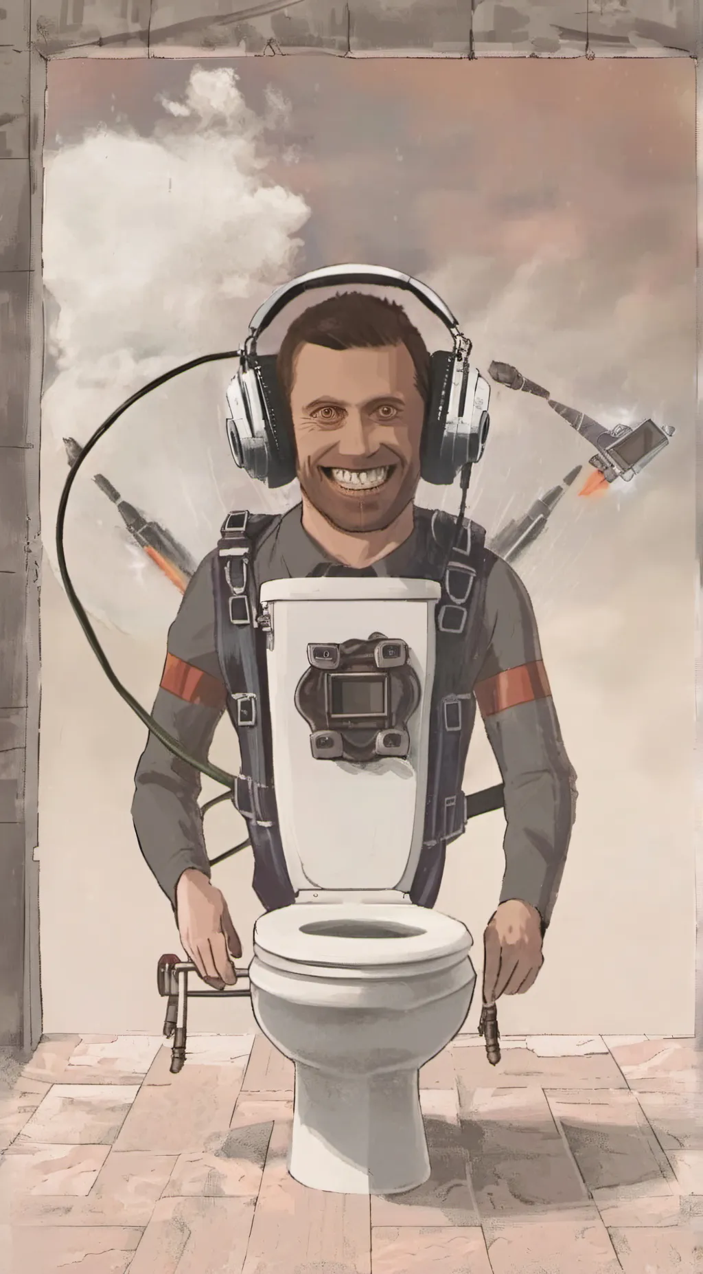 ai character: upg skibidi man background