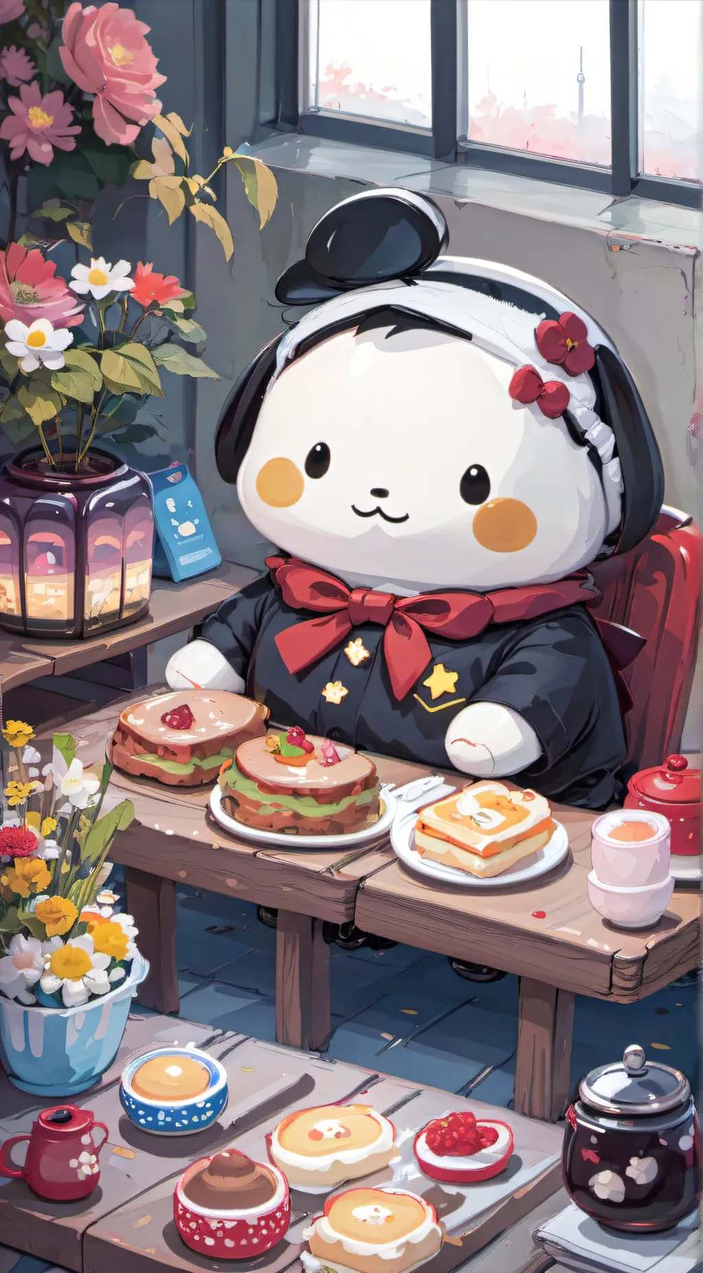 ai character: Pochacco background