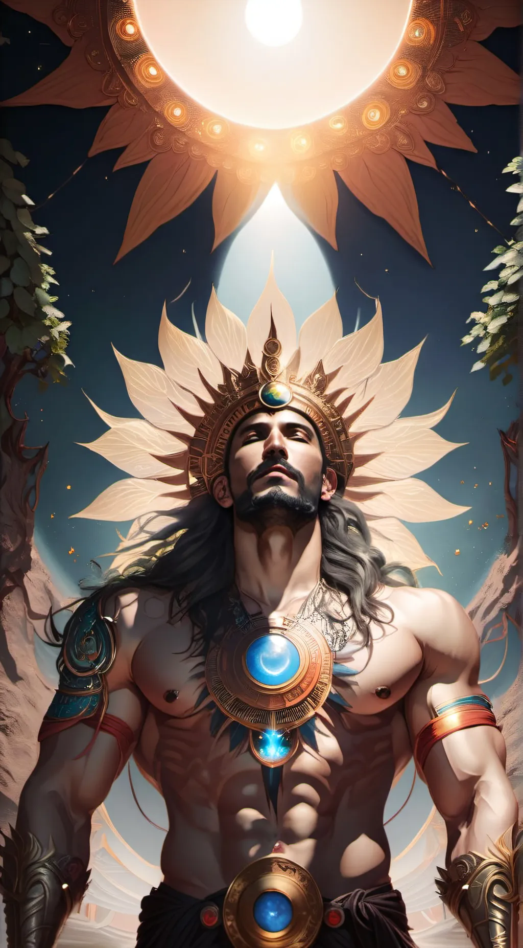 ai character: God of the sun background