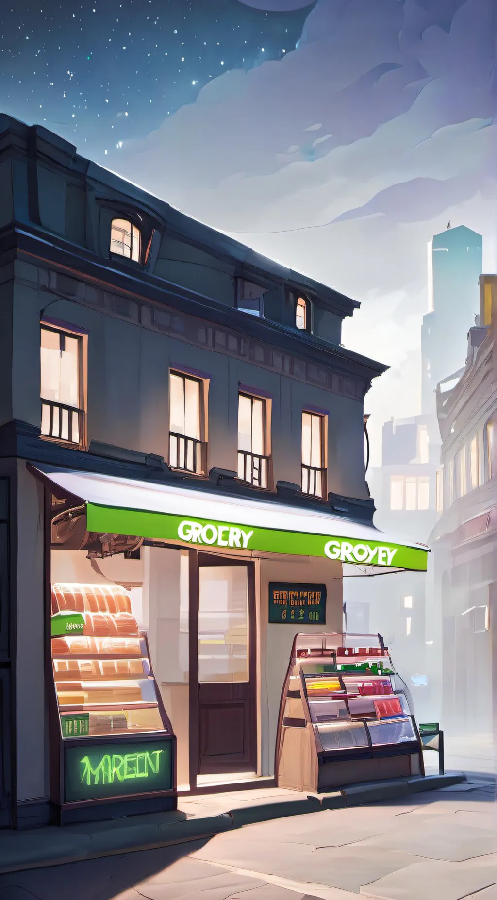 ai character: Grocery Food Store background