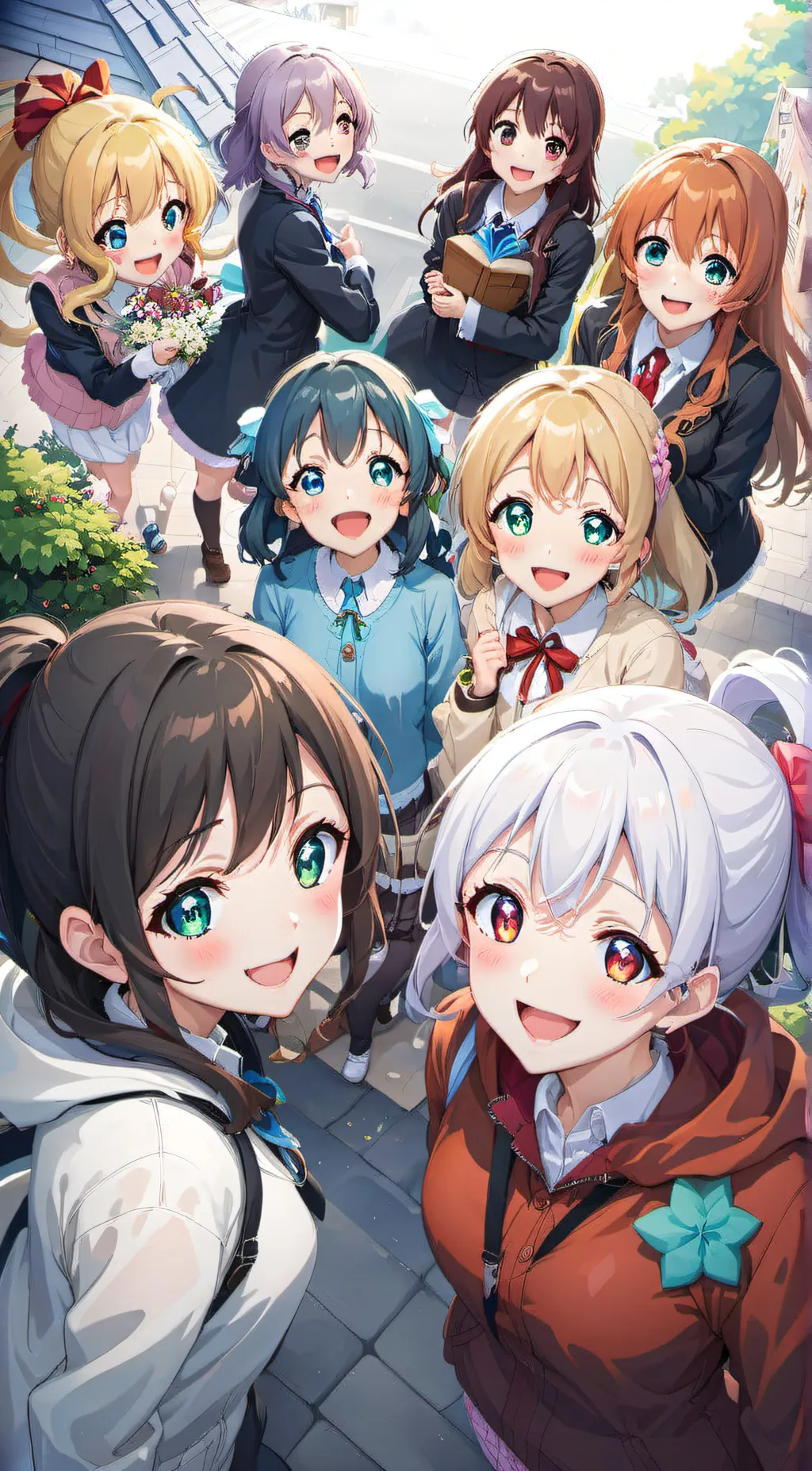 ai character: group of girls background