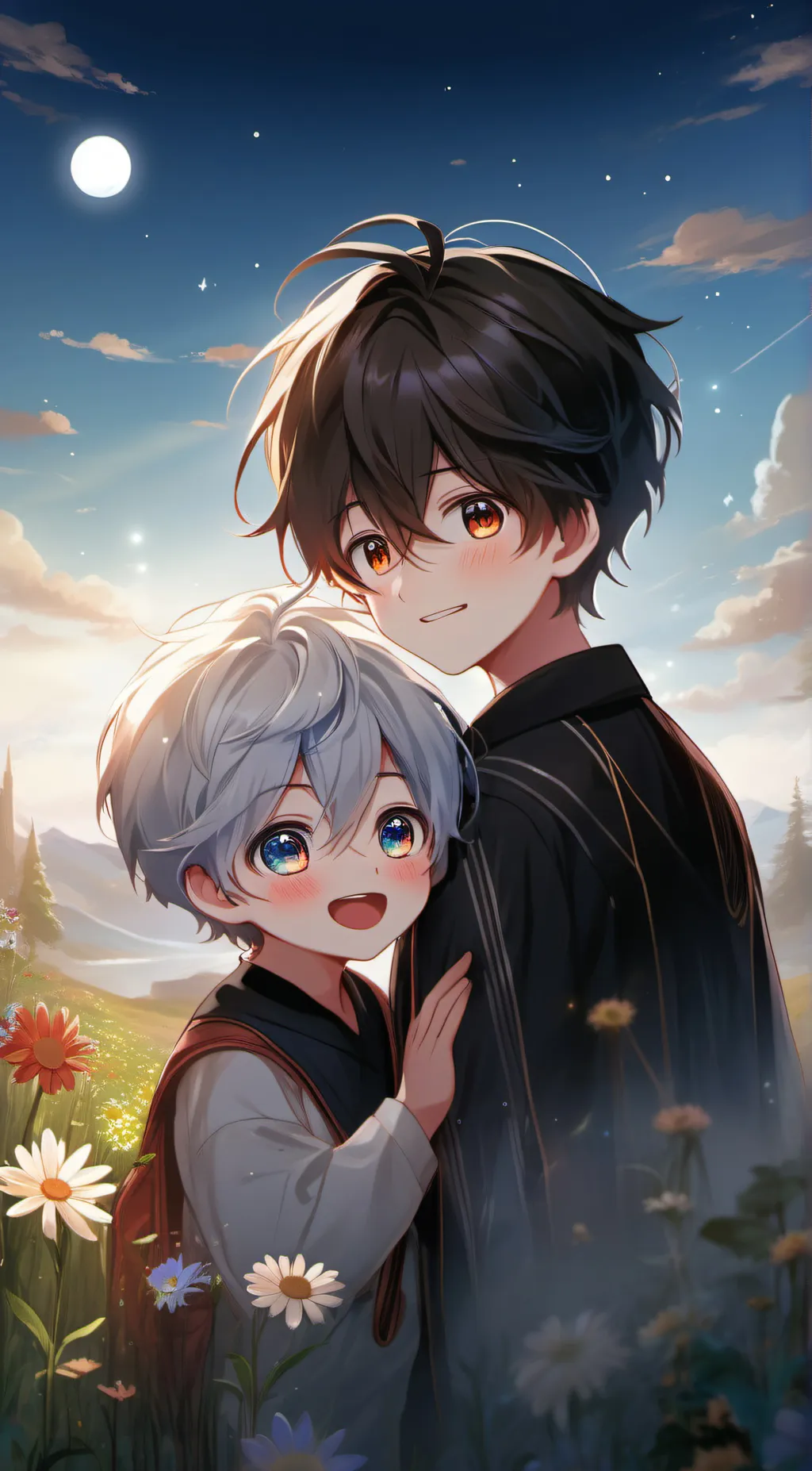 ai character: Sun and moon  background