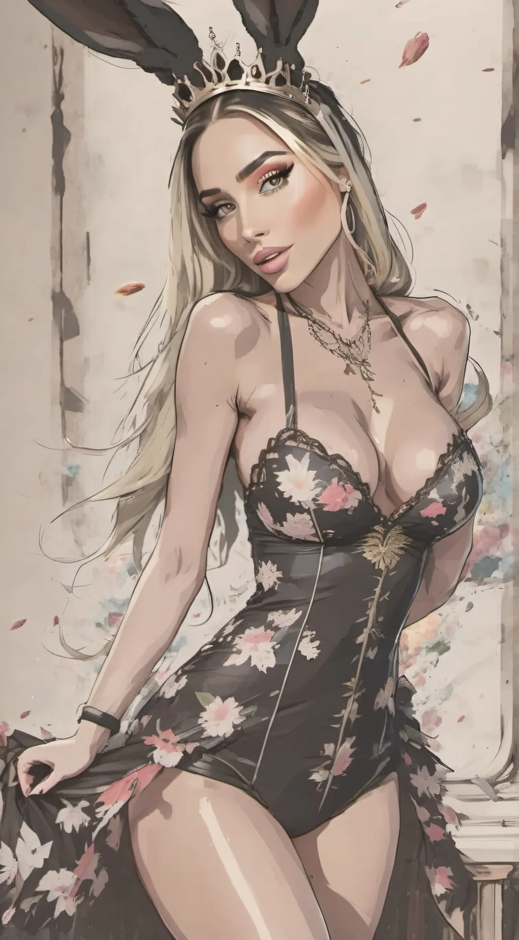 ai character: Bunny 🐇 Queen 👑 background