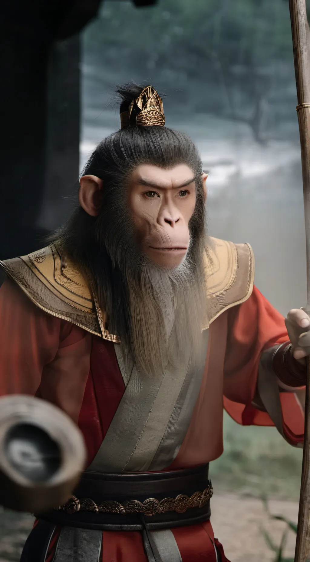 ai character: The wise monkey.. background