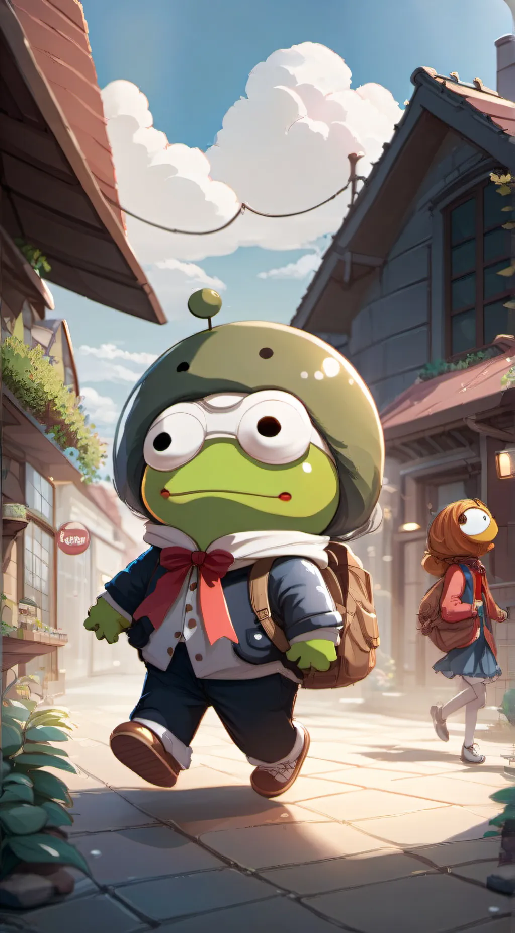 ai character: Keroppi.. background