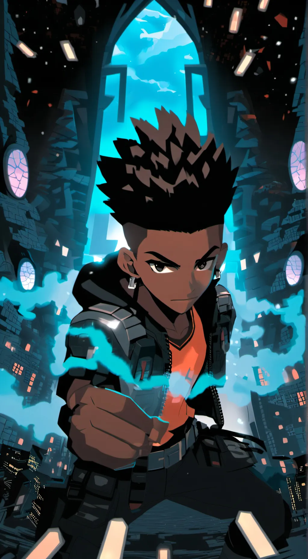 ai character: Cyan  background