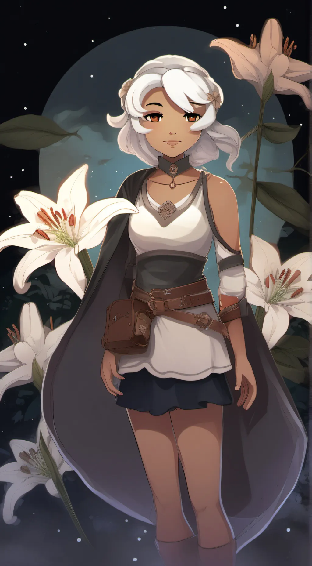 ai character: White lily cookie  background