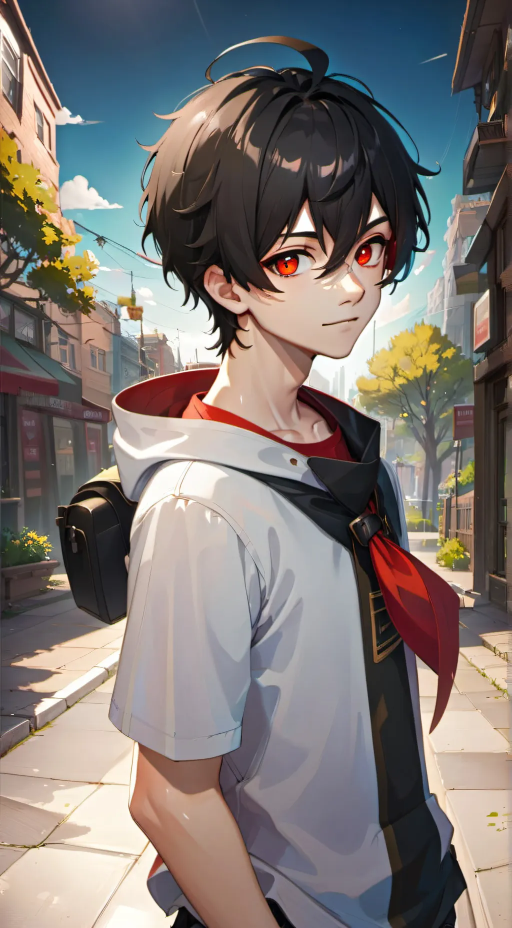 ai character: Glitchy red background