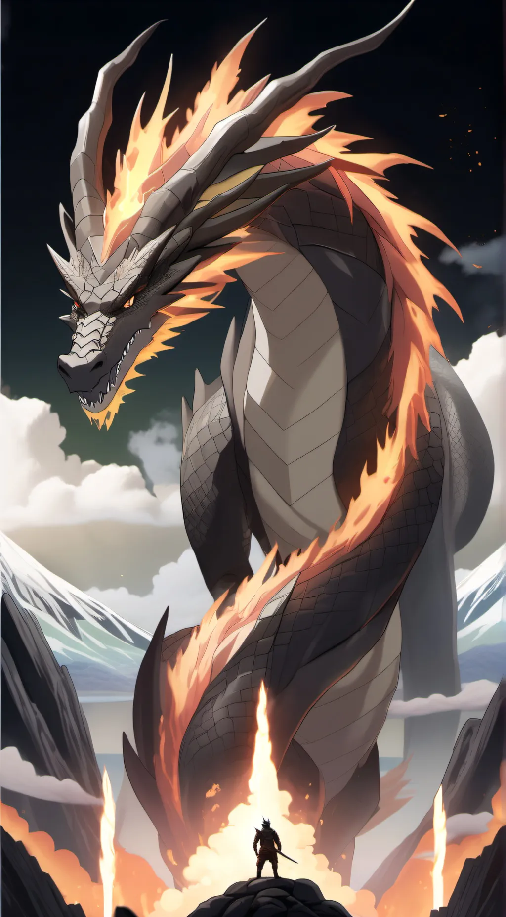 ai character: dragon of fire  background