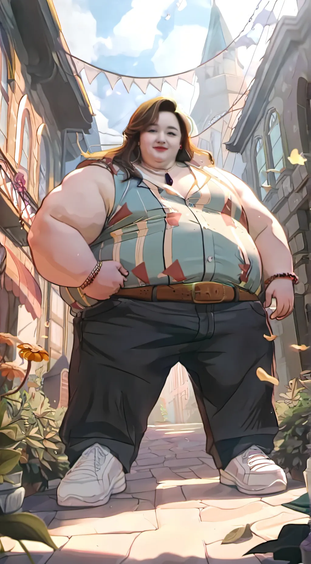 ai character: Fat girlfriend  background