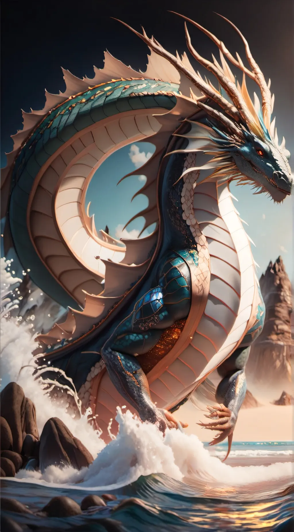 ai character: dragon of water background