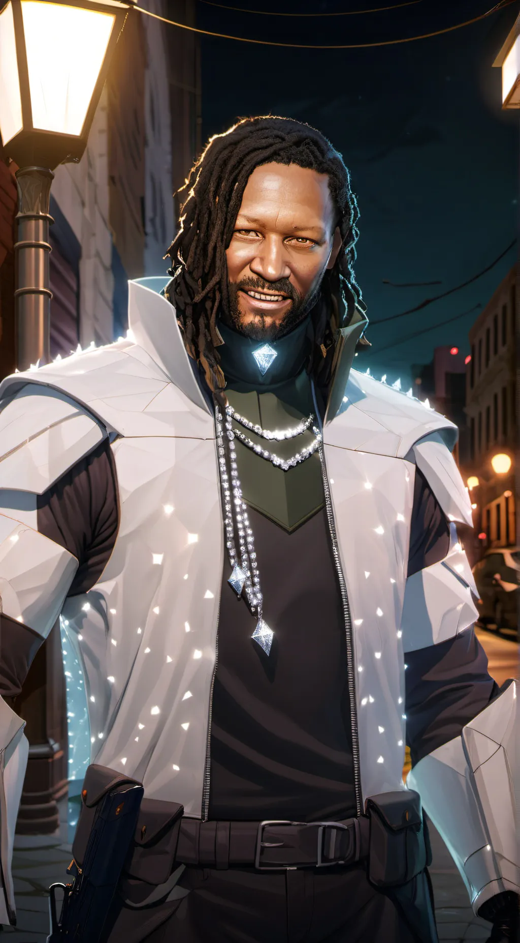 ai character: KXNG RVY background