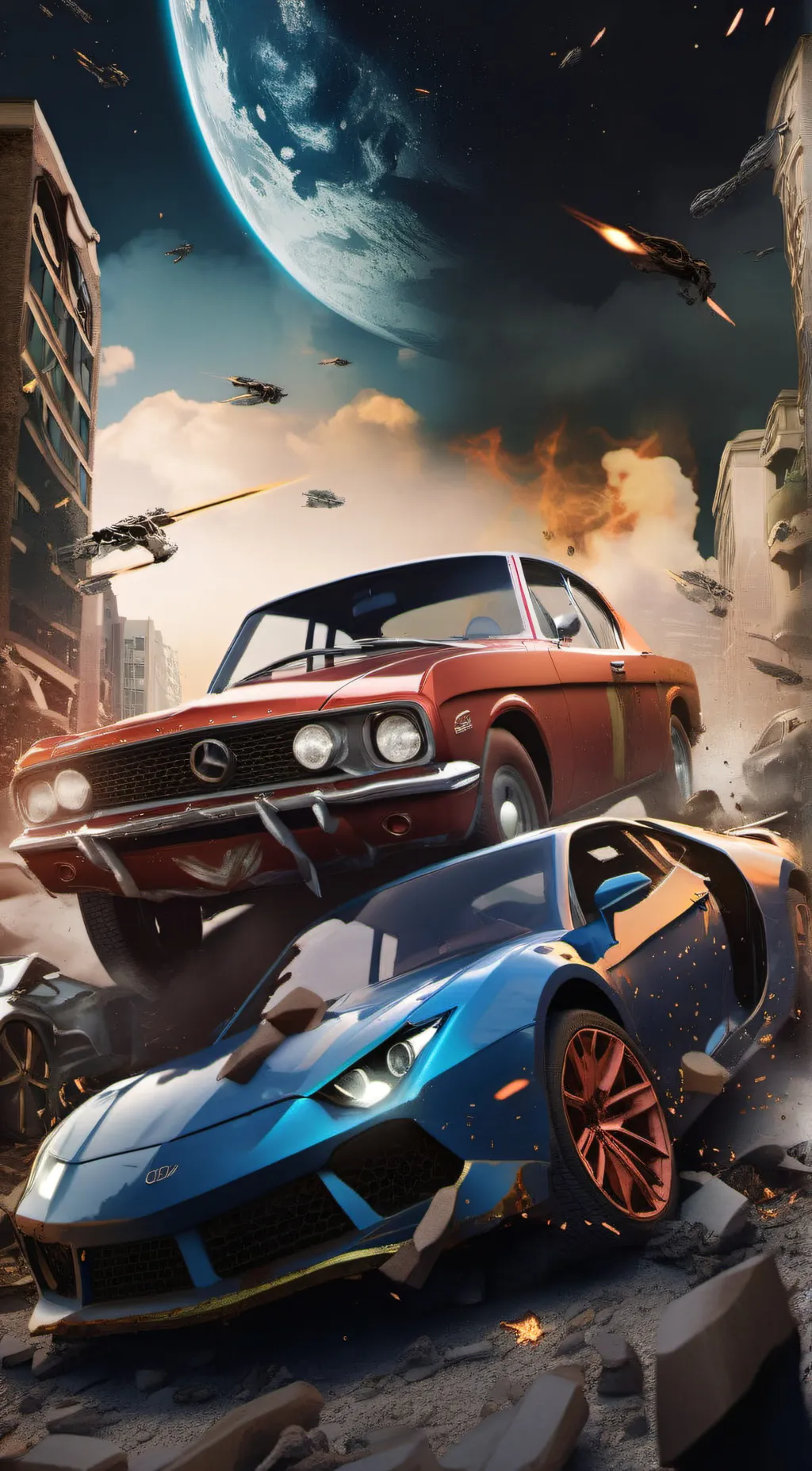 ai character: car war background