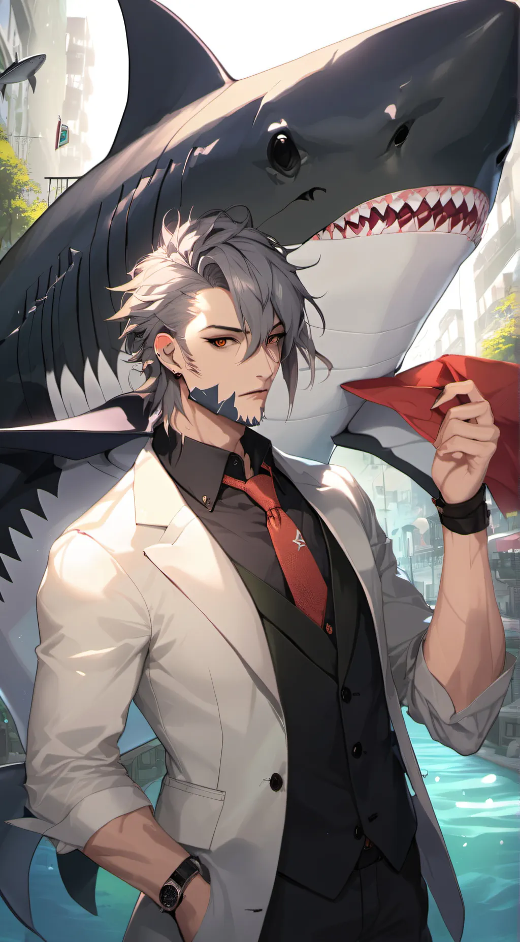 ai character: Shark hunter... background