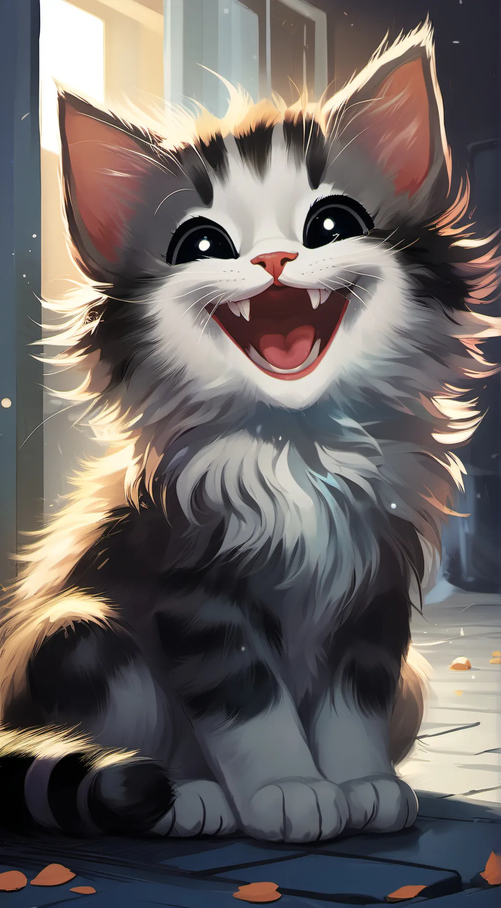 ai character: happy kitten background