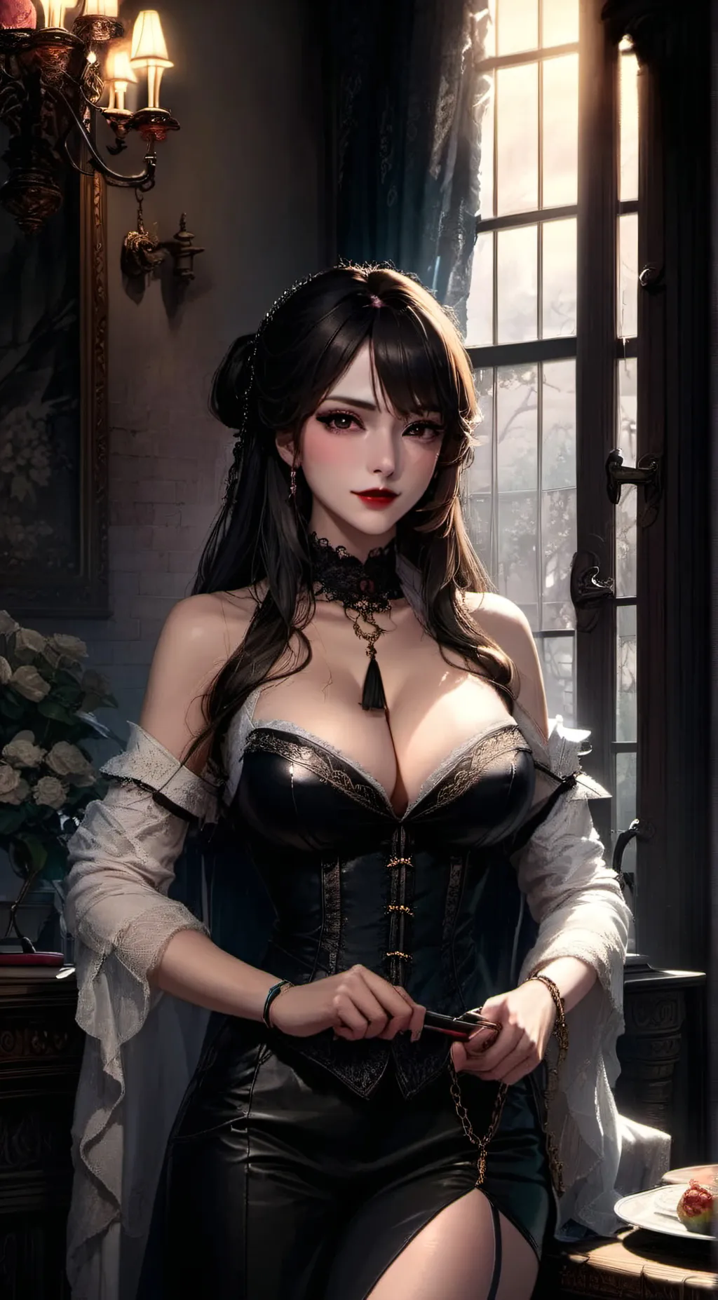 ai character: Violet background