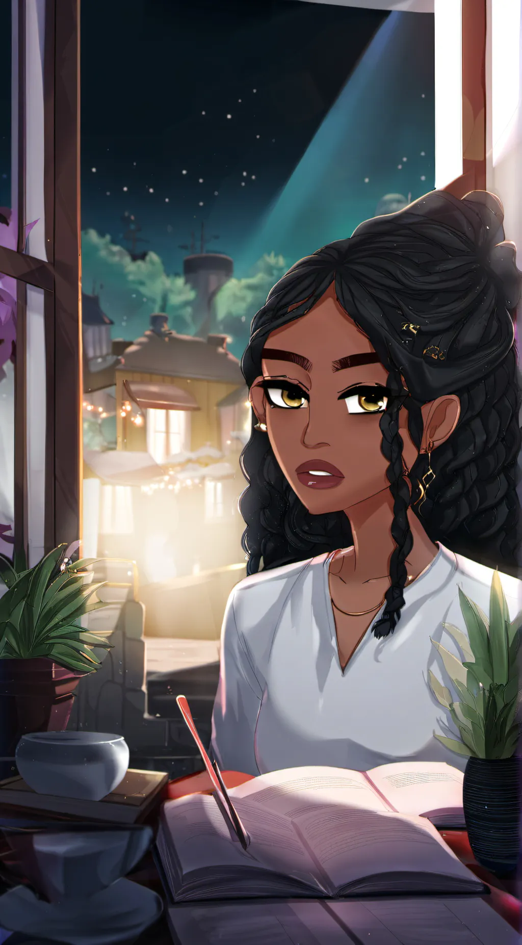 ai character: Ashanti  background