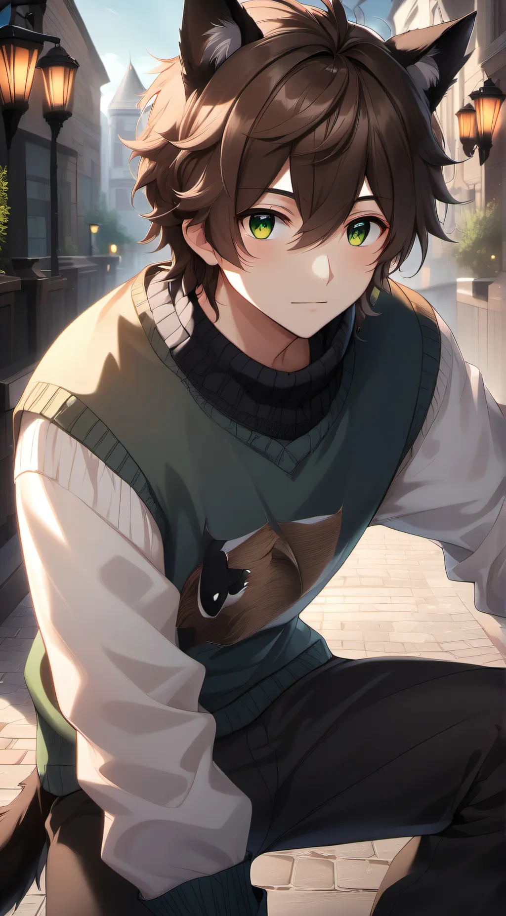 ai character: Cayden cat  background