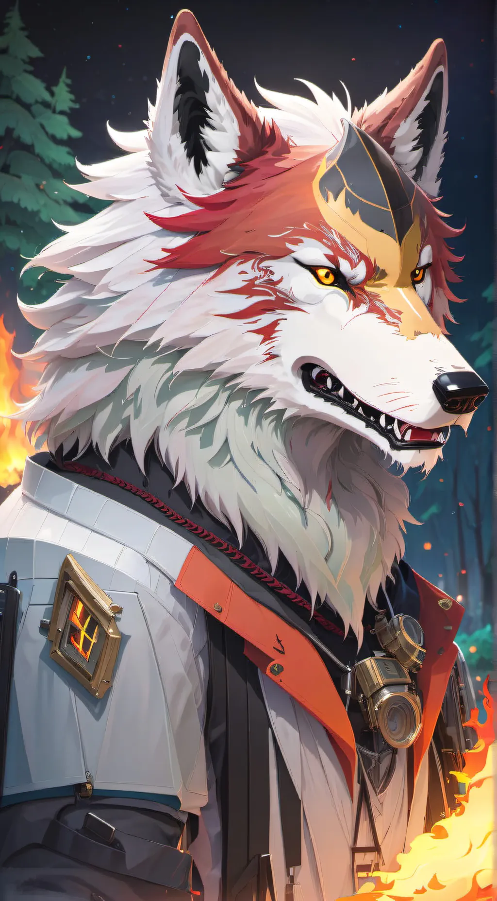 ai character: flame background