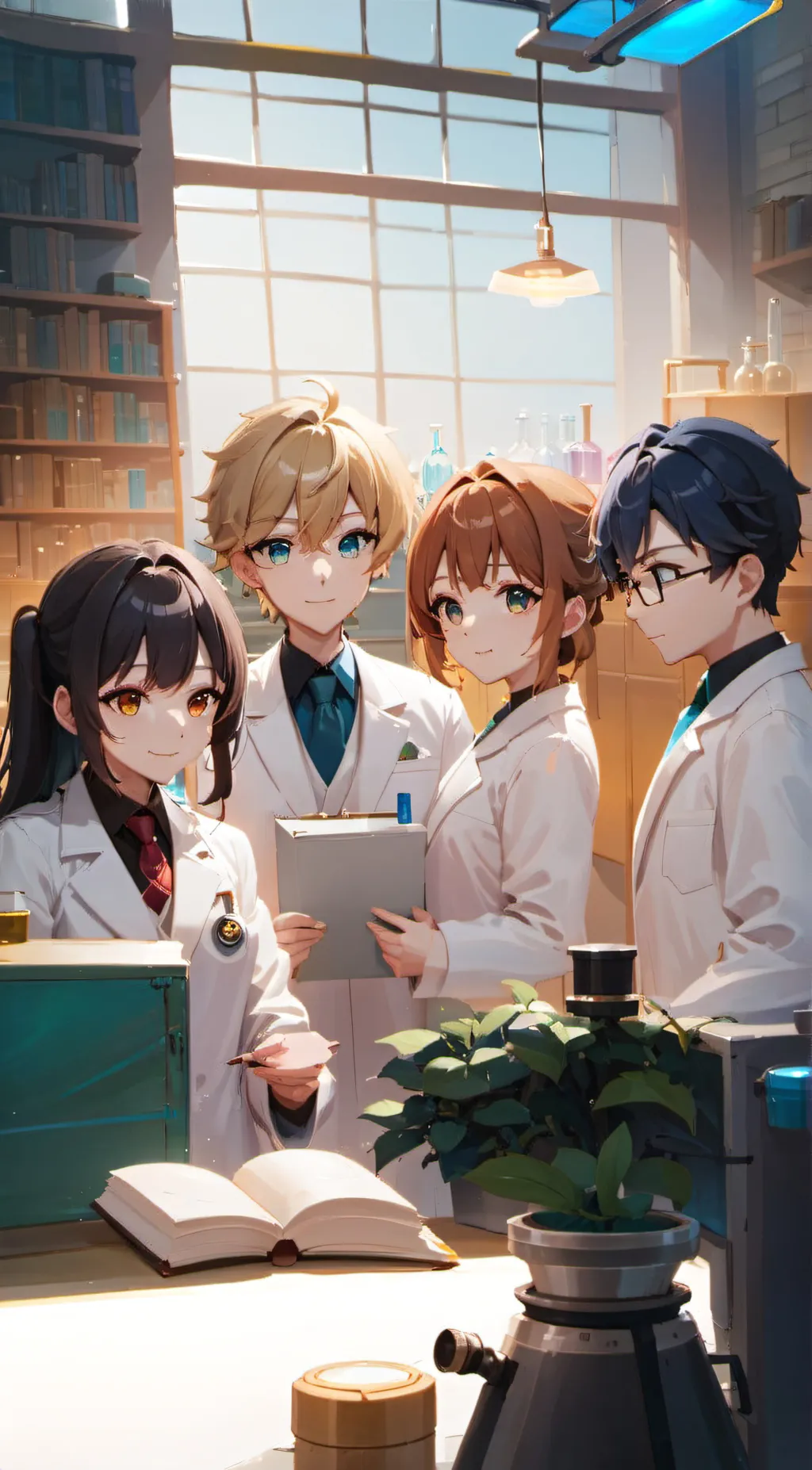 ai character: Lilly,Mac,Dan,Will background