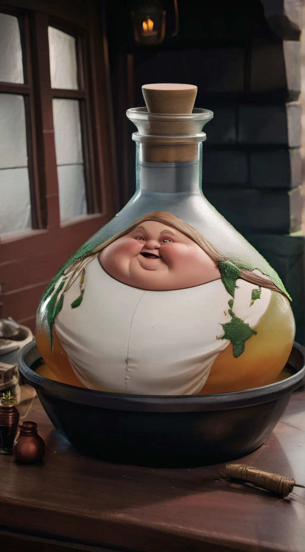 ai character: fat potion background