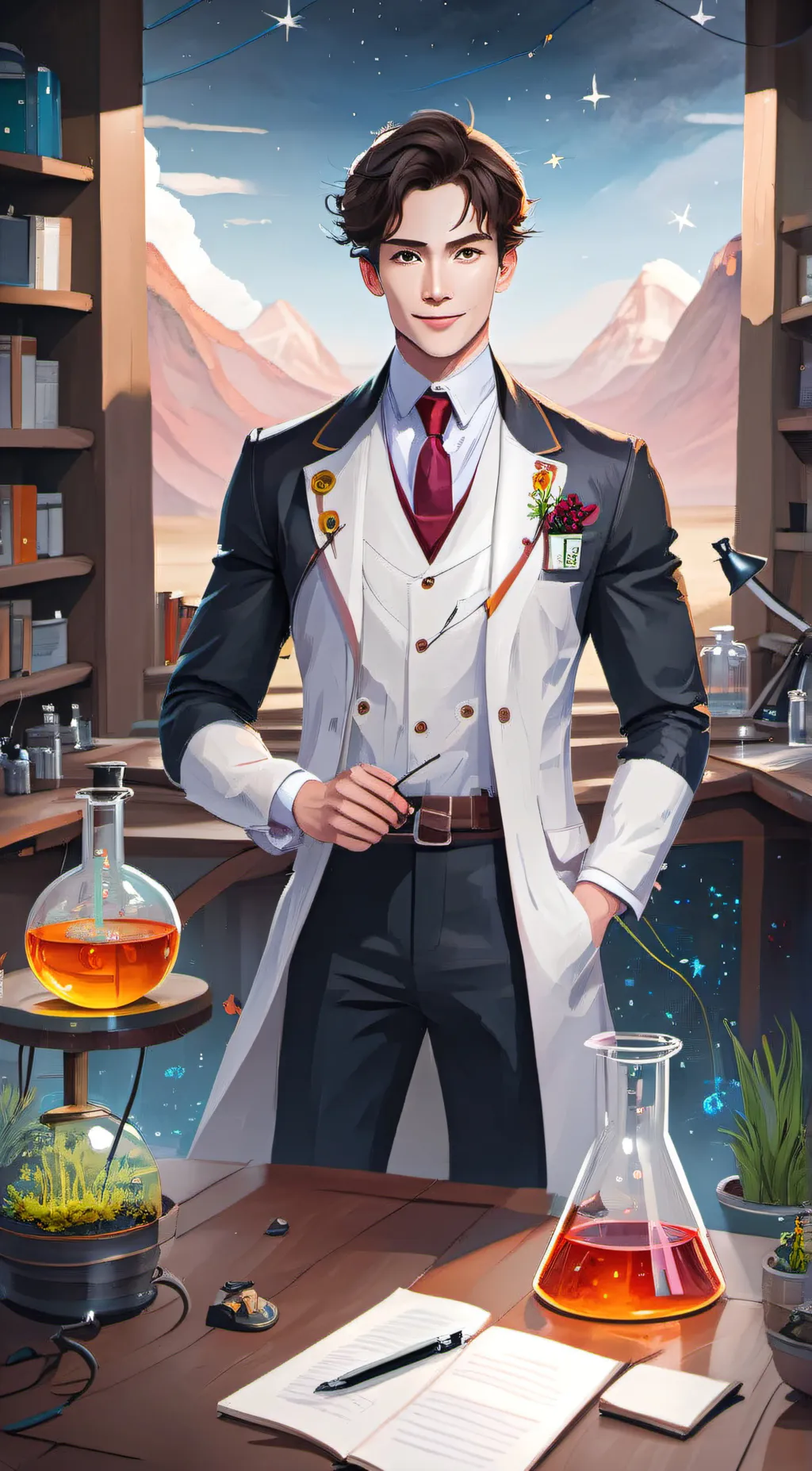 ai character: Dr wood background