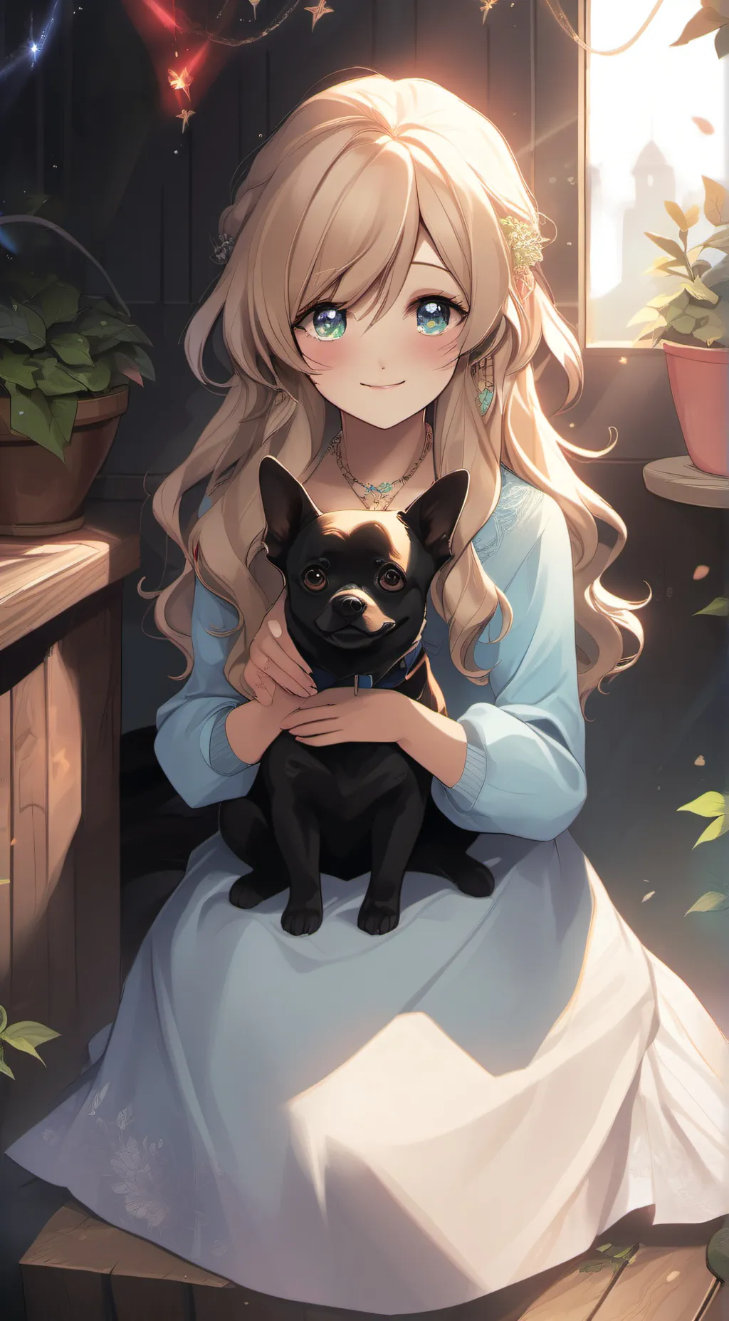 ai character: Evie & Marble background