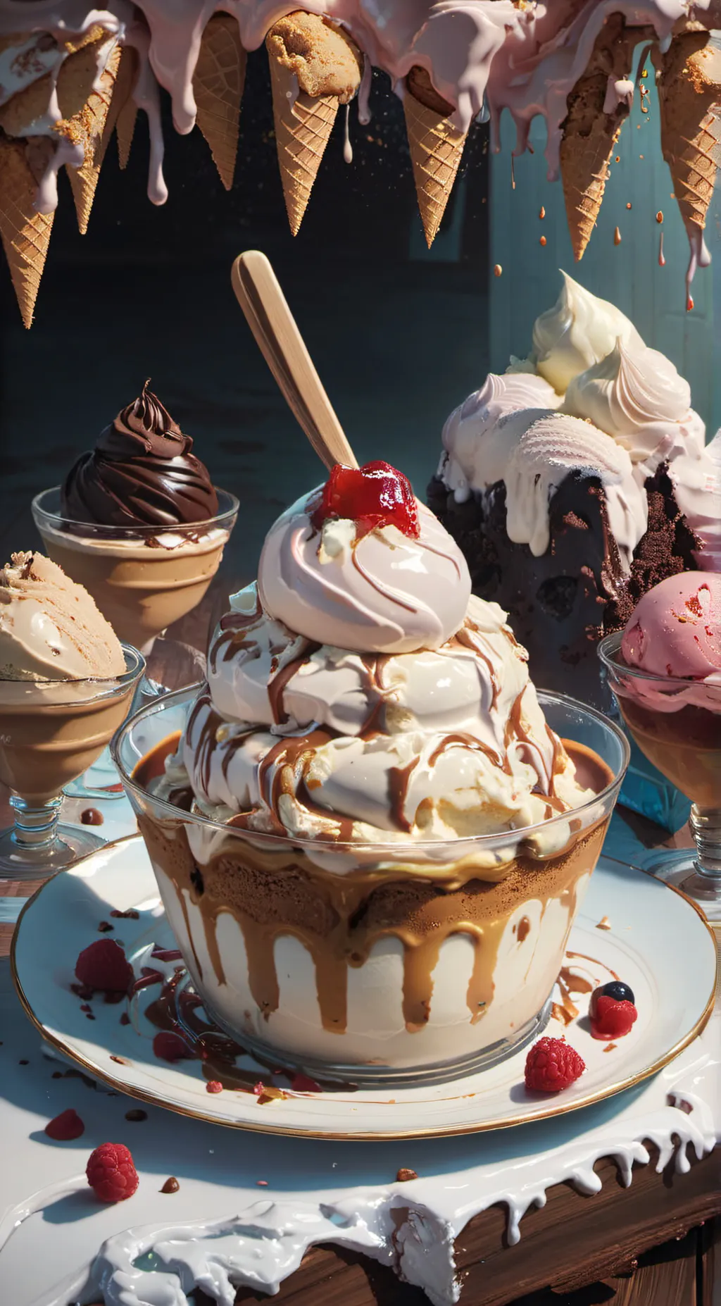 ai character: ICE CREAM. background