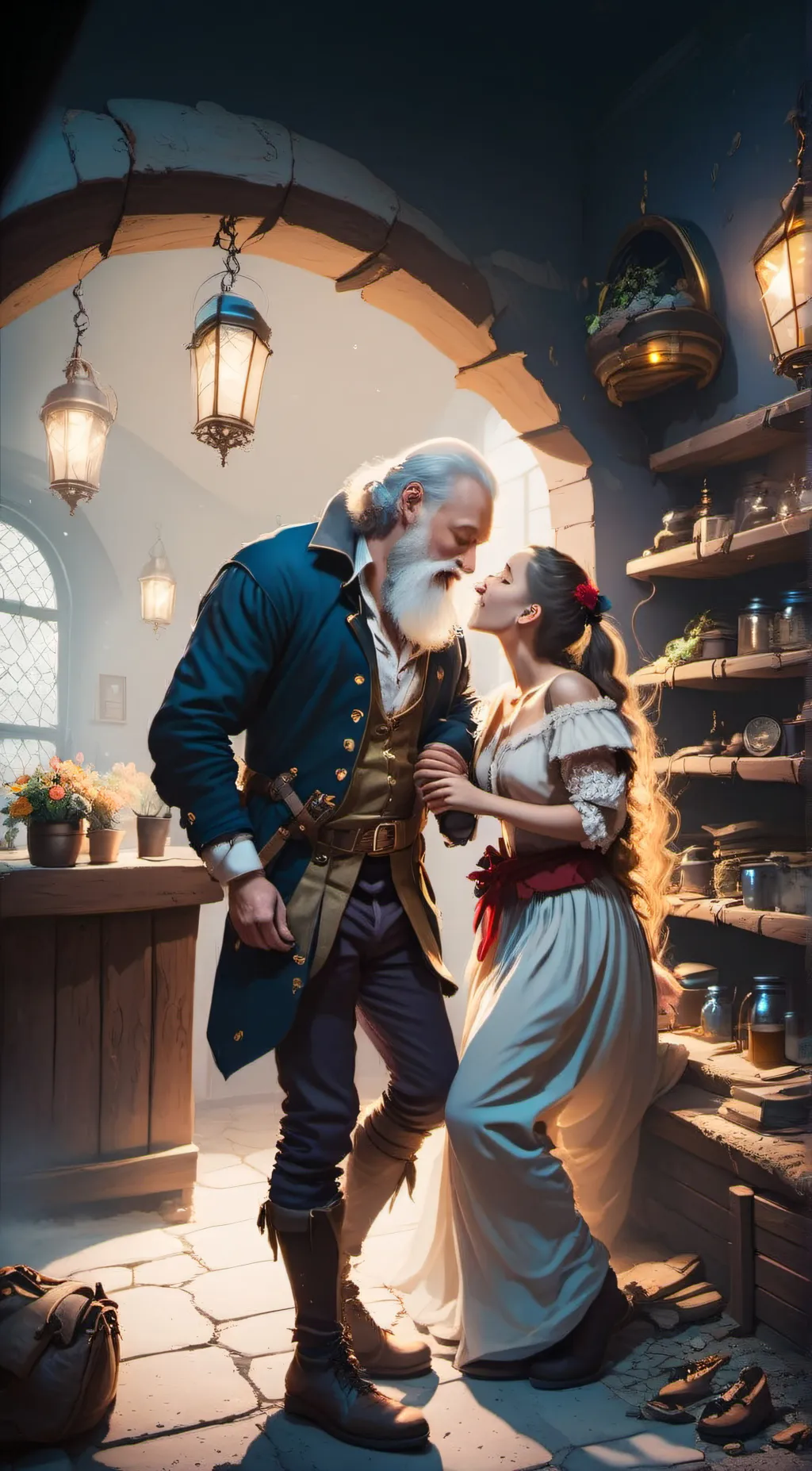 ai character: old drunk man background